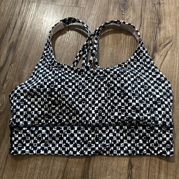 Lululemon energy bra set of two Size 8 checkered black white padded - Picture 2 of 9